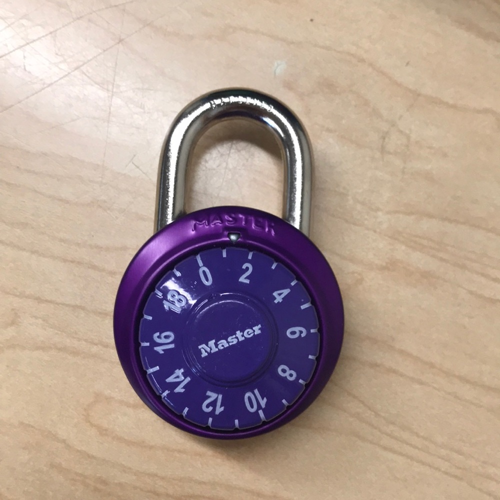Purple master lock (code included)